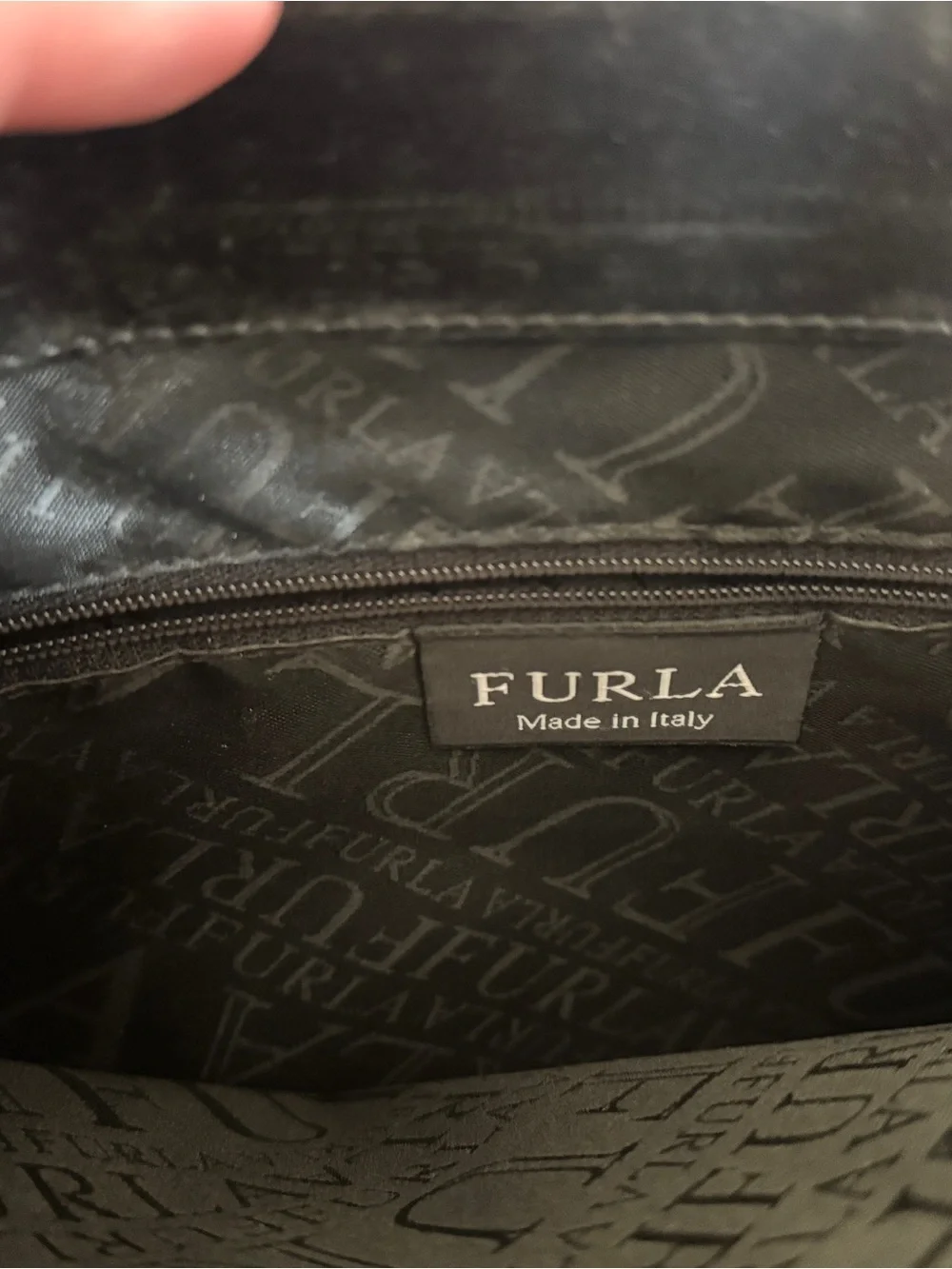 Furla Black Leather Structured Top-Handle Bag